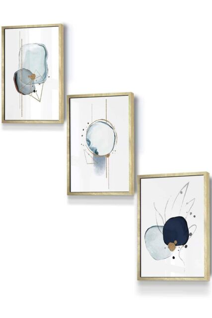ARTZE Abstract Blue Winter Moods Angel Framed Wall Art - Small in Metallic Gold - Size: W33 cm x H45 cm x D20mm - image 1