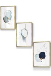 ARTZE Abstract Blue Winter Moods Angel Framed Wall Art - Small in Metallic Gold - Size: W33 cm x H45 cm x D20mm