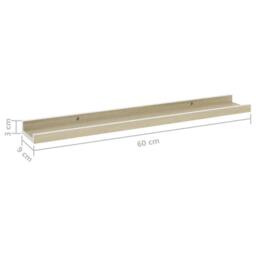 Berkfield Home Decorative Wall Shelves 2 pcs White & Sonoma Oak 60x9x3 cm - Size: 60 x 9 x 3 cm - thumbnail 9