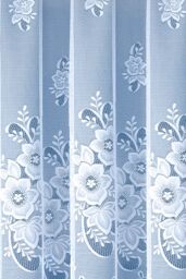 Tyrone Textiles Floral Design Net Lace Curtain Jardiniere with Elevated Base in White - Size: 381 cm width x 106 cm drop - thumbnail 2