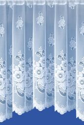 Tyrone Textiles Floral Design Net Lace Curtain Jardiniere with Elevated Base in White - Size: 381 cm width x 106 cm drop - thumbnail 1