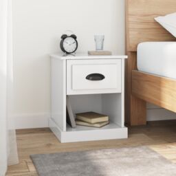 Berkfield Home Bedside Cabinet High Gloss White 39x39x47.5 cm Engineered Wood - thumbnail 1