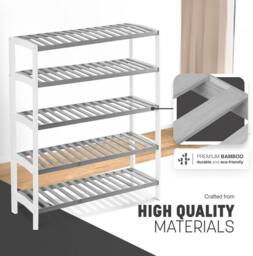 Keplin 5-Tier Bamboo Shoe Rack - Wooden Shoe Organiser with Large Capacity in Grey - thumbnail 5