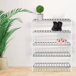 Keplin 5-Tier Bamboo Shoe Rack - Wooden Shoe Organiser with Large Capacity in Grey - thumbnail 4