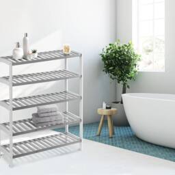 Keplin 5-Tier Bamboo Shoe Rack - Wooden Shoe Organiser with Large Capacity in Grey - thumbnail 7