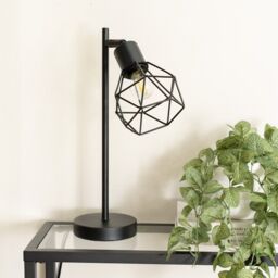 ValueLights Angus Metal Geometric Basket Shade Table Lamp with LED Bulb in Black - thumbnail 3