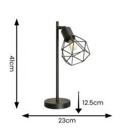 ValueLights Angus Metal Geometric Basket Shade Table Lamp with LED Bulb in Black - thumbnail 6