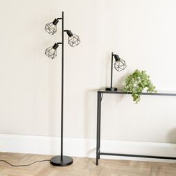 ValueLights Angus Metal Geometric Basket Shade Table Lamp with LED Bulb in Black - thumbnail 5