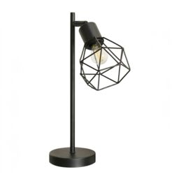 ValueLights Angus Metal Geometric Basket Shade Table Lamp with LED Bulb in Black - thumbnail 2