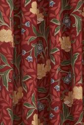 Dreams & Drapes 'Sandringham' 100% Cotton Pair of Pencil Pleat Curtains With Tie-Backs in Red - Size: 167 cm width x 137 cm drop - thumbnail 4
