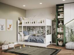 Flair Bea Wooden Bunk Bed with Trundle in White - Size: Single - thumbnail 3