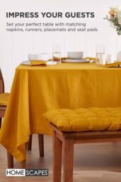 Homescapes Garden Bench Cushion Luxury 3 Seater Cotton Indoor Outdoor Pad, 143 x 48cm in Mustard - Size: 143 x 48 cm - thumbnail 7