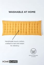 Homescapes Garden Bench Cushion Luxury 3 Seater Cotton Indoor Outdoor Pad, 143 x 48cm in Mustard - Size: 143 x 48 cm - thumbnail 6