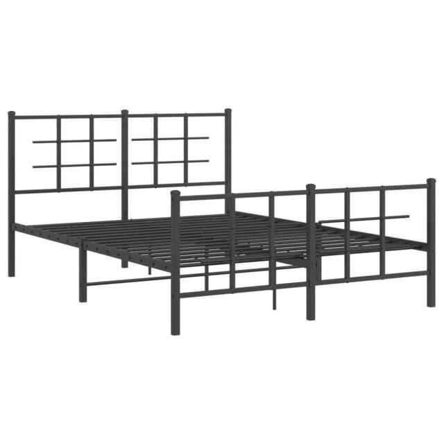 Berkfield Home Metal Bed Frame without Mattress with Footboard Black 135x190cm - Size: 135x190 cm - image 1