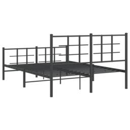 Berkfield Home Metal Bed Frame without Mattress with Footboard Black 135x190cm - Size: 135x190 cm - thumbnail 7