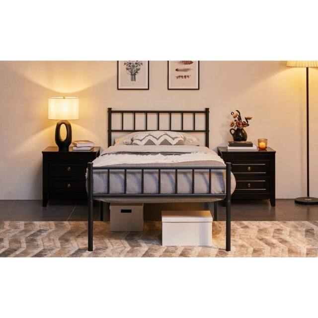 KORVIXA 3ft Single Metal Bed Frame in Black - image 1