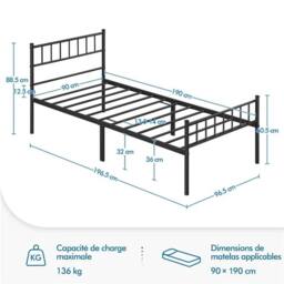 KORVIXA 3ft Single Metal Bed Frame in Black - thumbnail 2