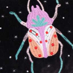 Wylder Tropics Darkling Beetles Embroidered Velvet Cushion in Black - Size: 30 cm x 50 cm - thumbnail 4