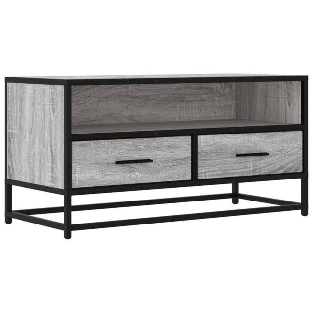 Berkfield Home TV Cabinet Grey Sonoma 80x34.5x40 cm Engineered Wood & Metal - image 1