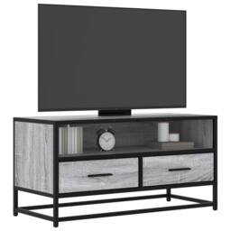 Berkfield Home TV Cabinet Grey Sonoma 80x34.5x40 cm Engineered Wood & Metal - thumbnail 2