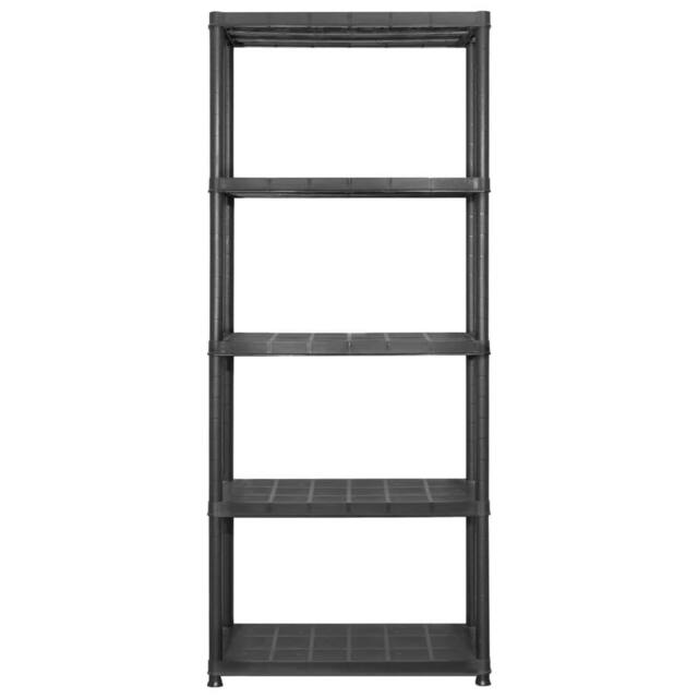 Berkfield Home Storage Shelf 5-Tier Black 142x38x170 cm Plastic - Size: 142 x 38 x 170 cm - image 1