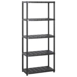 Berkfield Home Storage Shelf 5-Tier Black 142x38x170 cm Plastic - Size: 142 x 38 x 170 cm - thumbnail 3