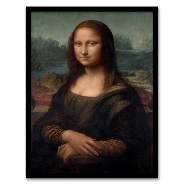 Artery8 Leonardo da Vinci Framed Wall Art Portrait of Mona Lisa del Giocondo - Size: A4 - image 1