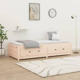 Berkfield Home Beautiful Day Bed 75x190 cm Small Single Solid Wood Pine in Light Tan - thumbnail 2