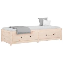 Berkfield Home Beautiful Day Bed 75x190 cm Small Single Solid Wood Pine in Light Tan - thumbnail 1