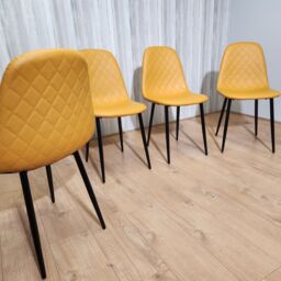 KOSY KOALA Dining Chairs Set Of 4 Mustard Chairs Stitched Faux Leather Chairs, Soft Padded Seat Living Room Chairs, Kitchen Chairs - thumbnail 4