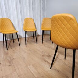 KOSY KOALA Dining Chairs Set Of 4 Mustard Chairs Stitched Faux Leather Chairs, Soft Padded Seat Living Room Chairs, Kitchen Chairs - thumbnail 2