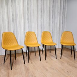 KOSY KOALA Dining Chairs Set Of 4 Mustard Chairs Stitched Faux Leather Chairs, Soft Padded Seat Living Room Chairs, Kitchen Chairs - thumbnail 3