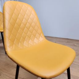 KOSY KOALA Dining Chairs Set Of 4 Mustard Chairs Stitched Faux Leather Chairs, Soft Padded Seat Living Room Chairs, Kitchen Chairs - thumbnail 6