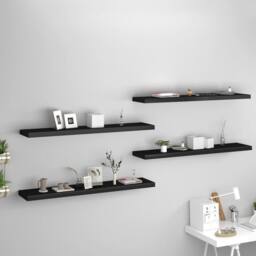 Berkfield Home Floating Wall Shelves 4 pcs Black 120x23.5x3.8 cm MDF - thumbnail 2