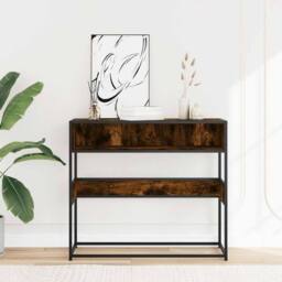 Berkfield Home Decorative Console Table Smoked Oak 90x35x80 cm Engineered Wood in Brown - Size: 90 x 35 x 80 cm - thumbnail 1