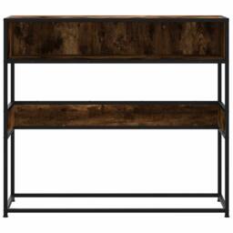Berkfield Home Decorative Console Table Smoked Oak 90x35x80 cm Engineered Wood in Brown - Size: 90 x 35 x 80 cm - thumbnail 4