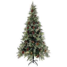 Berkfield Home Pre-lit Christmas Tree with Pine Cones Green&White 225 cm PVC&PE in Green