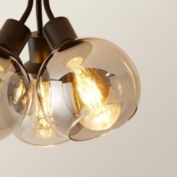 ValueLights Bellamy 3 Way Glass Globe Bubble Cluster Flush Ceiling Light & Bulbs in Black - thumbnail 4