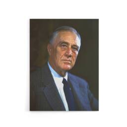 "Artery8 US President Franklin D Roosevelt Canvas Wall Art Print in Blue - Size: W18"" x H24""" - thumbnail 1