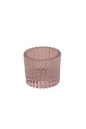 KDMD Pink Ribbed Glass Tealight Holder 4.5cm 10 Pack