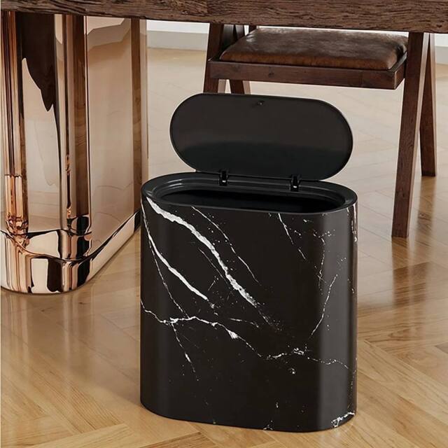 Kelvenix 12L Marble Effect Waste Bin Black - Size: 0.6m2 - image 1