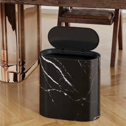 Kelvenix 12L Marble Effect Waste Bin Black - Size: 0.6m2 - thumbnail 1