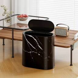 Kelvenix 12L Marble Effect Waste Bin Black - Size: 0.6m2 - thumbnail 4