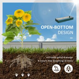OUTSUNNY Galvanised Raised Garden Bed Metal Planter Box with Open Bottom in Green - thumbnail 4