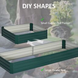 OUTSUNNY Galvanised Raised Garden Bed Metal Planter Box with Open Bottom in Green - thumbnail 6