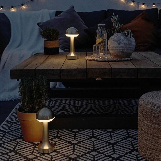 ValueLights Pair of Troy Brass LED Touch Table Lamp in Metallic Gold - image 1