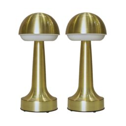 ValueLights Pair of Troy Brass LED Touch Table Lamp in Metallic Gold - thumbnail 2