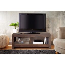 Jaipur Furniture Ltd Open Plazma TV Unit - Mango Wood - L45 x W110 x H40 cm - Dark Finish in Brown - thumbnail 2