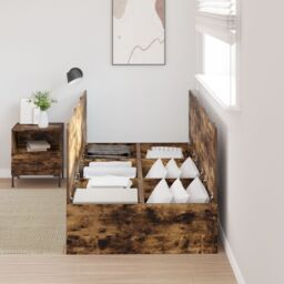 Berkfield Home Storage Bed Frame Smoked Oak 90x200 cm in Brown - thumbnail 4