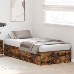 Berkfield Home Storage Bed Frame Smoked Oak 90x200 cm in Brown - thumbnail 5